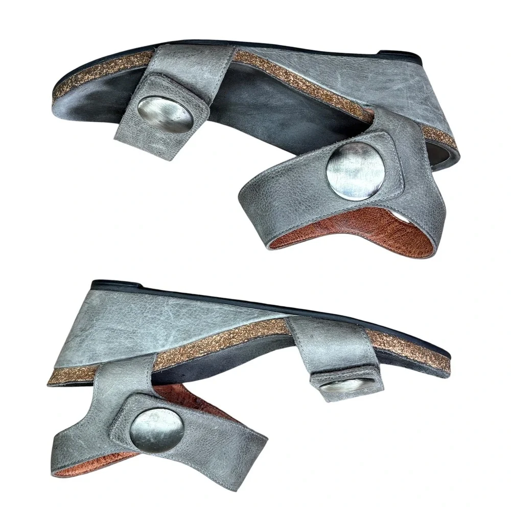 Taos Carousel 3209 Leather Wedge Sandals Gray EU 40 / US 9-9.5